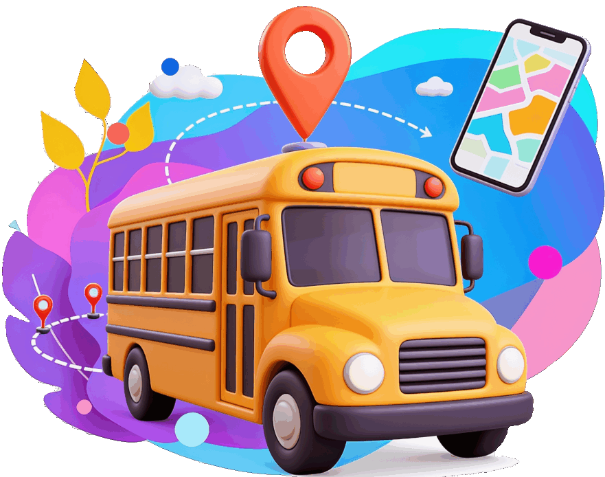 Transporte escolar con seguimiento de ruta y paradas en el mapa